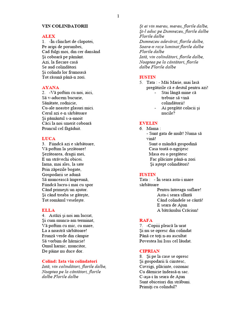 Serbare - Vin Colindatorii | PDF