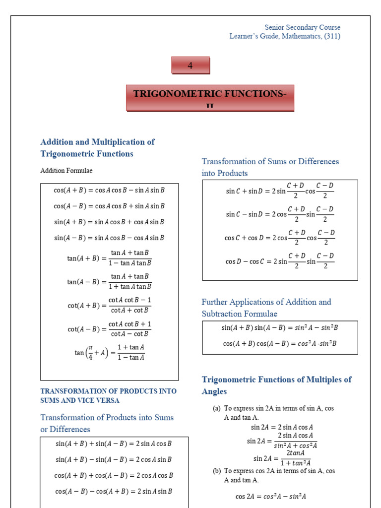 Senior secondary course learner s guide mathematics 311