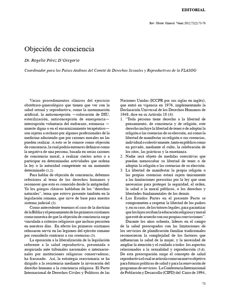 Art 01 PDF Objetor de conciencia Libertad