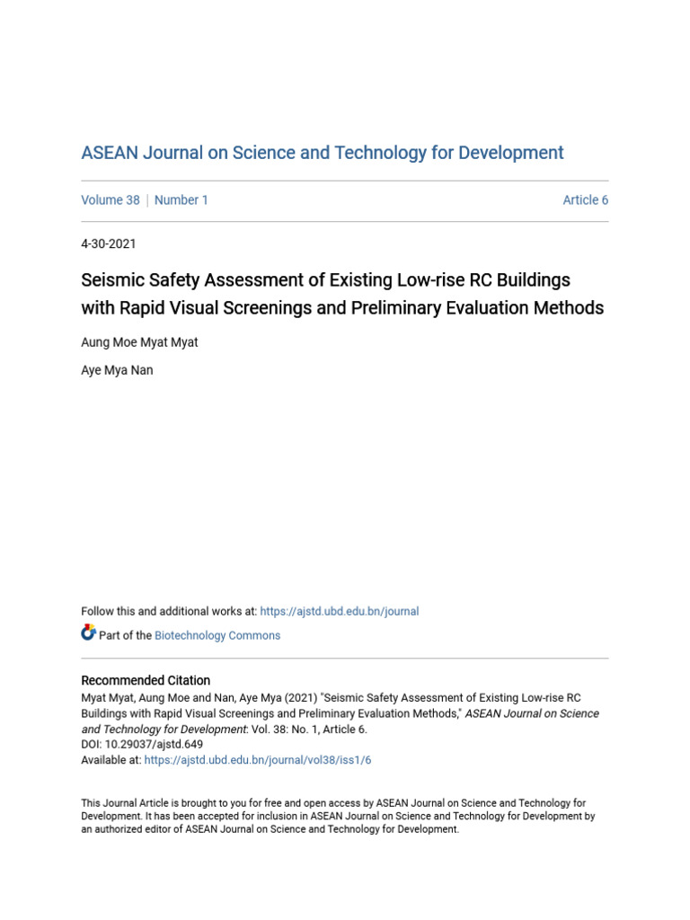 Seismic Safety of Low-Rise RC Buildings | PDF | Science & Mathematics ...