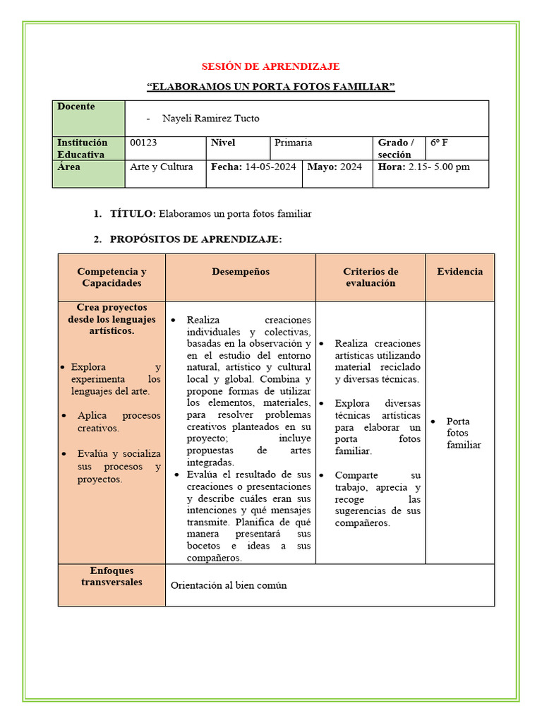 Sesión de Arte y Cultura | PDF | Aprendizaje | Comunicación humana