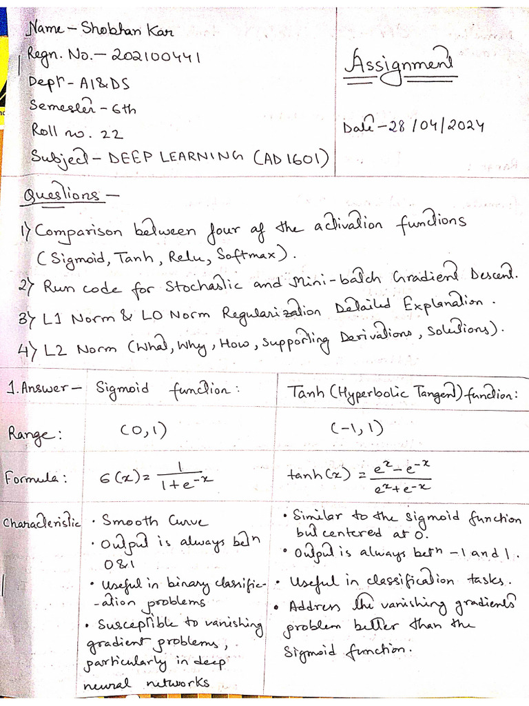 Deep Learning Assignment | PDF