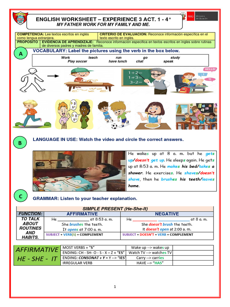 Simple Present Tense Activities | PDF | Language Mechanics | Grammar