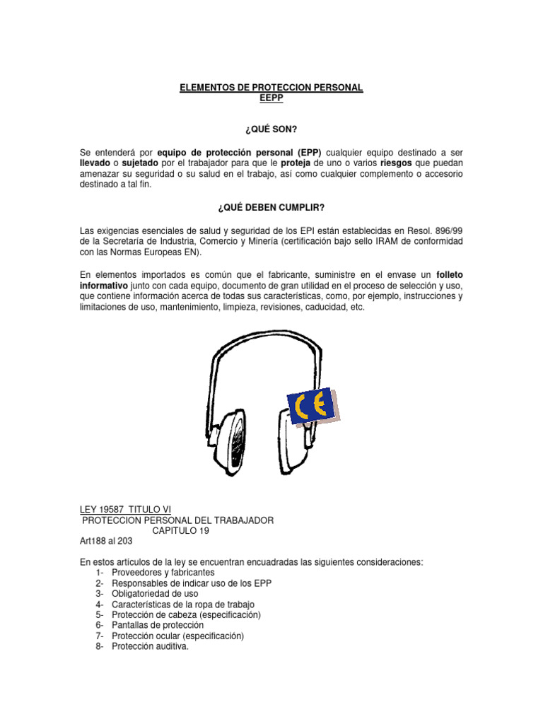 Epp Seguridad Pdf Lentes Equipo De Protección Personal
