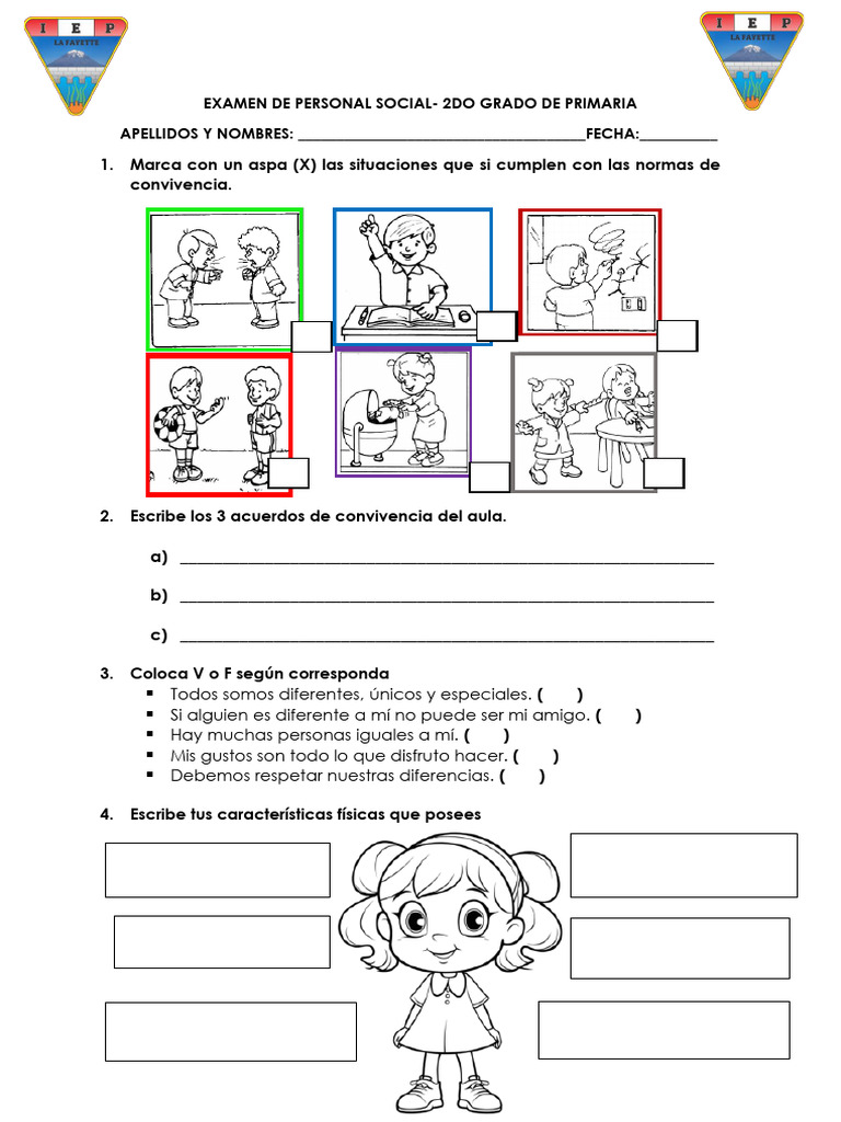 Examen de Personal Social 2° Grado | PDF