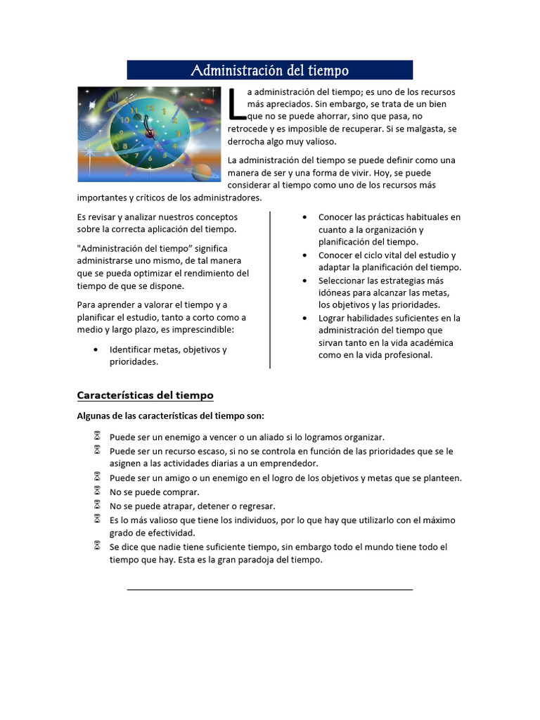 Claves para una efectiva administración del tiempo | PDF | Planificación