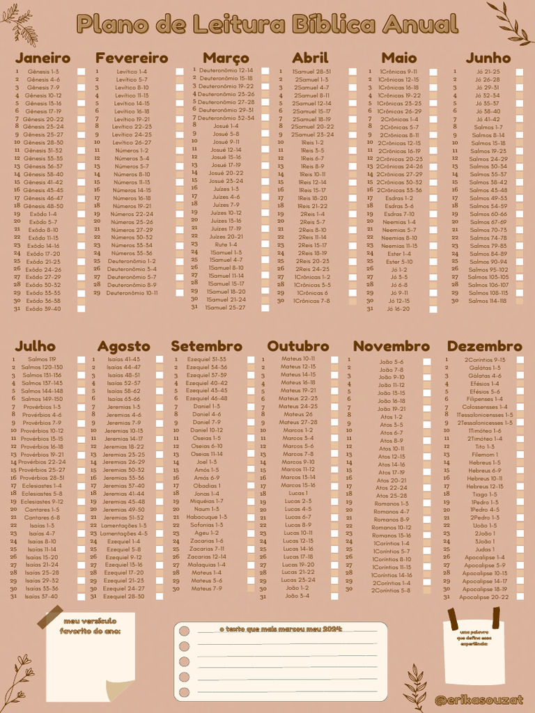 Plano de Leitura Bíblica Anual | PDF | Hebreus na Bíblia | Literatura ...