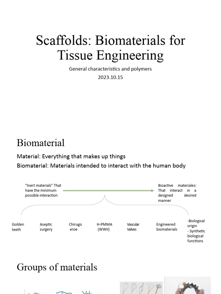 Biomaterials for Tissue Engineering Scaffolds | PDF | Tissue ...