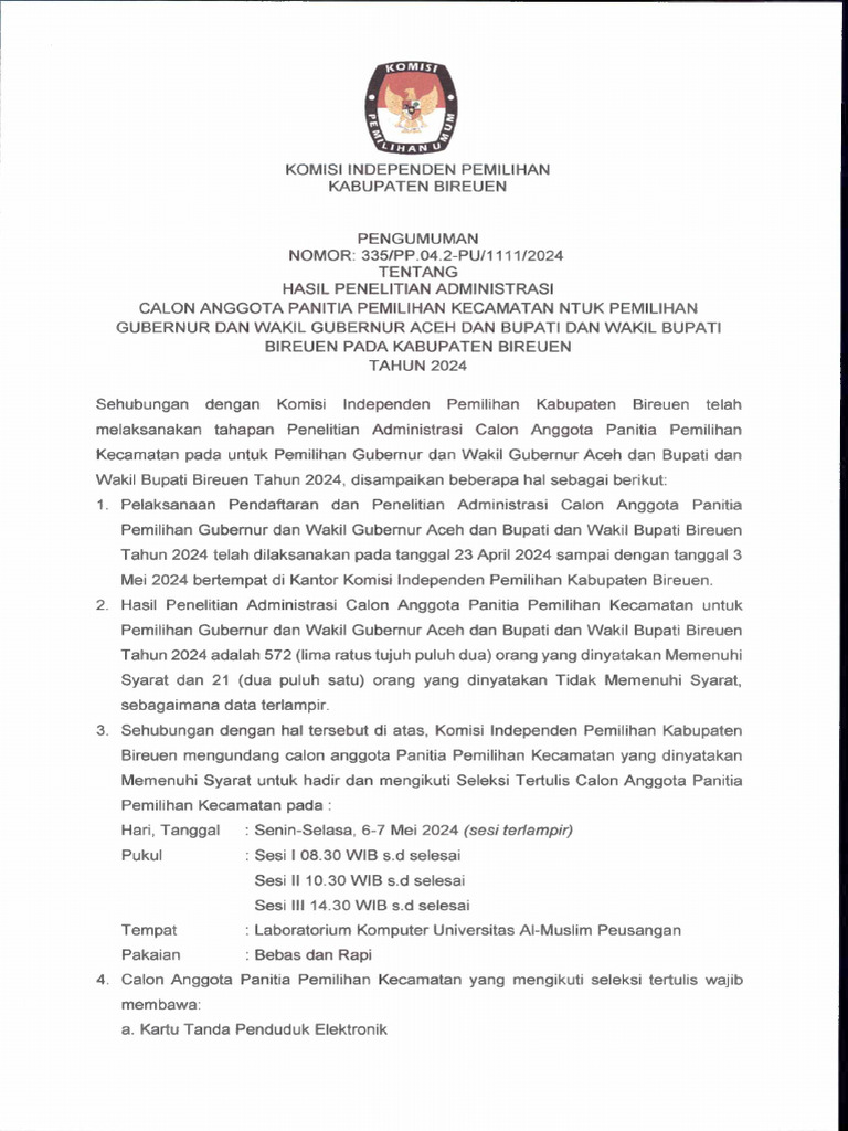 Pengumuman Hasil Seleksi Administrasi Ppk Pdf