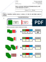 Guia de Trabajo Clase N°22 Matemática Unidad N°1 Aprendamos A Sumar y Restar Numeros Hasta 1000 Valor Posicional