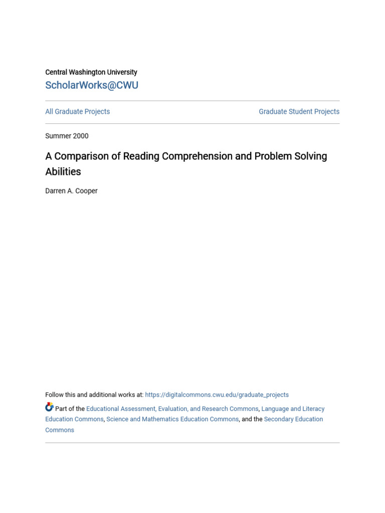 A Comparison of Reading Comprehension and Problem Solving Abiliti | PDF ...