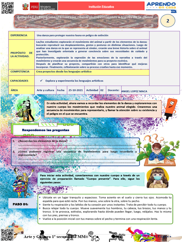 Arte y Cultura 2º-EXP 08-ACTIV 02 | PDF | Bailes | Las emociones