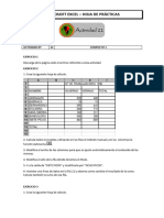 MICROSOFT EXCEL HOJA DE PRÁCTICAS