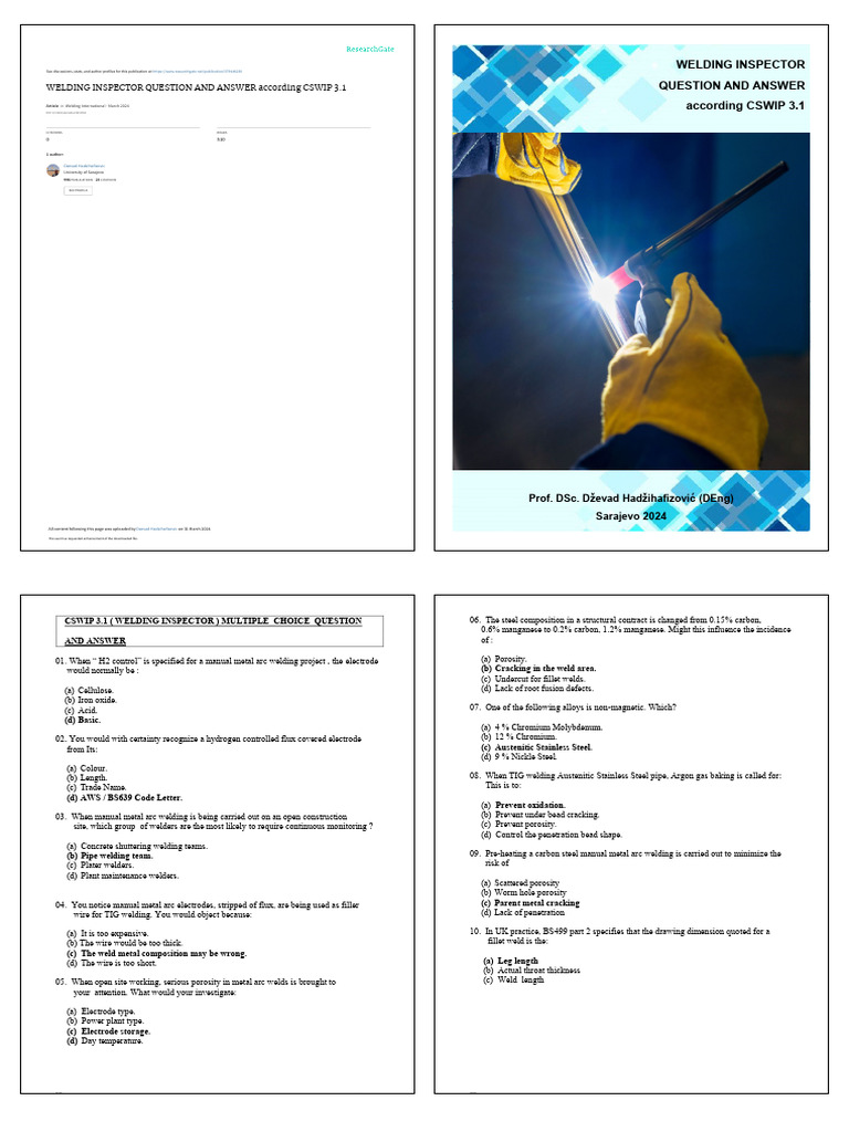 CSWIP 3.1 Welding Inspector Q&A | PDF | Welding | Construction
