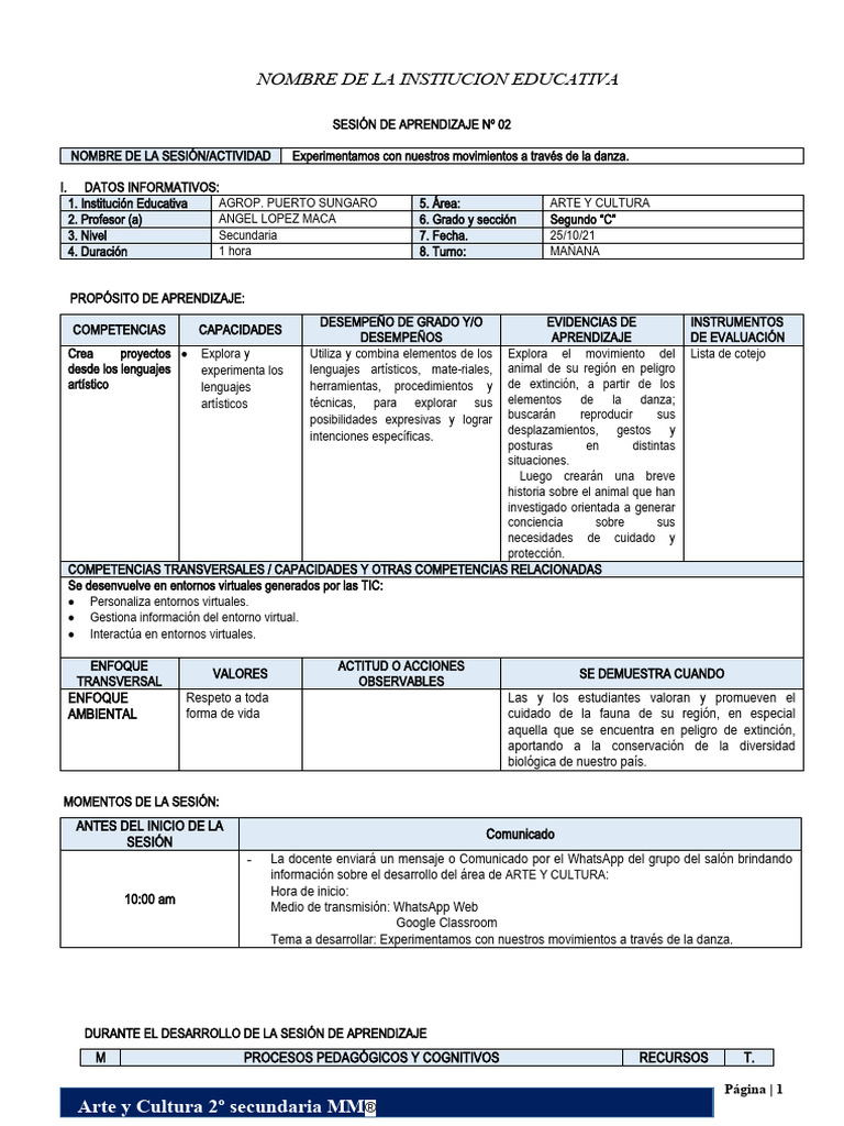 SESIÓN AyC 2°-ACTV. 02 | PDF | Evaluación | Aprendizaje