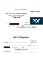 B - Com - (Legal) Private Punjab University Admission Form