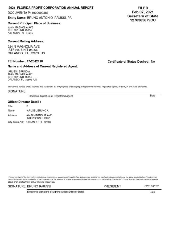 FEI/EIN Number 59-1505804 | PDF