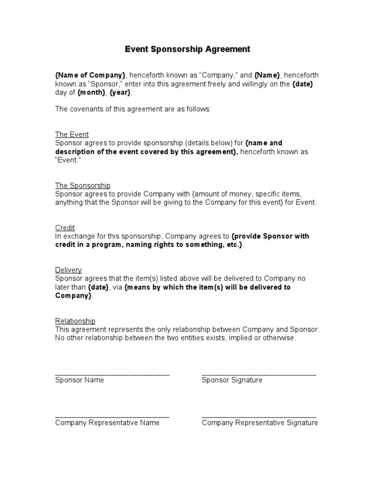 Event Sponsorship Agreement | PDF