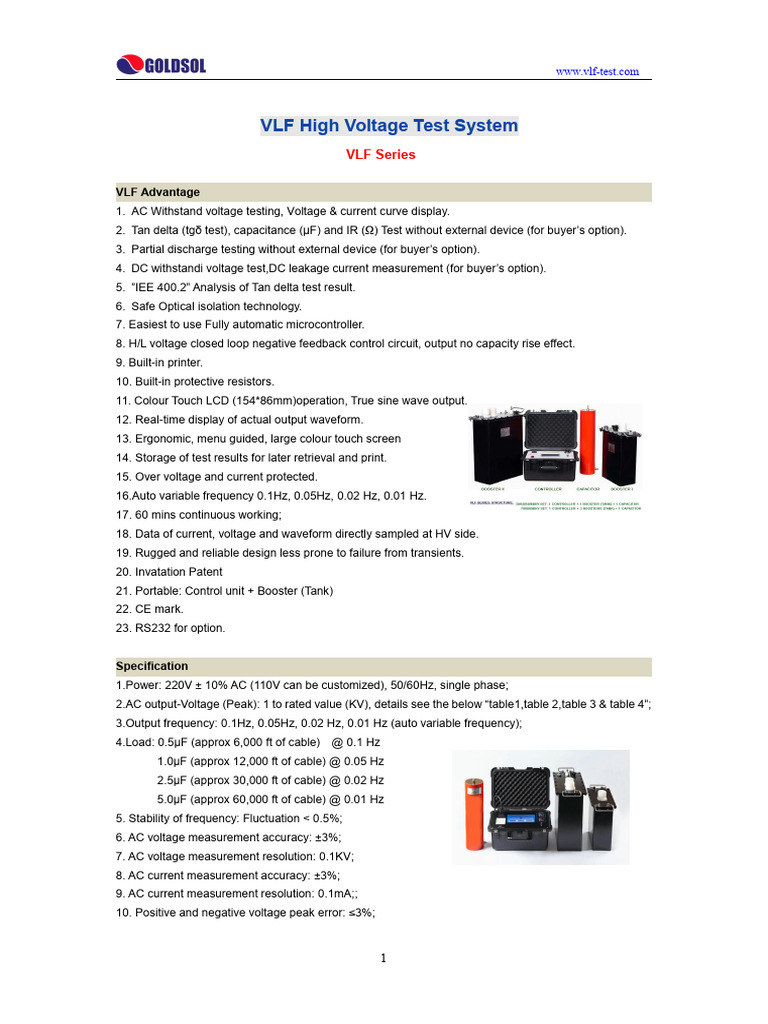 VLF High Voltage Test System Overview | PDF | Alternating Current | Voltage
