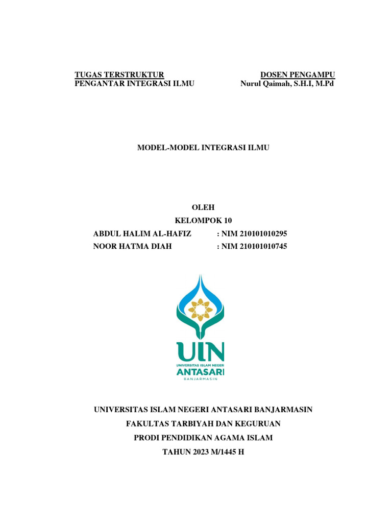 Model Integrasi Ilmu dalam Pendidikan | PDF