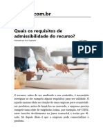 Quais Os Requisitos de Admissibilidade Do Recurso - Jusbrasil