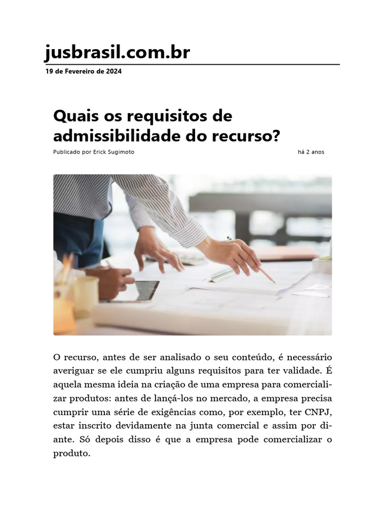 Requisitos de Admissibilidade do Recurso | PDF | Litisconsórcio | Ação ...