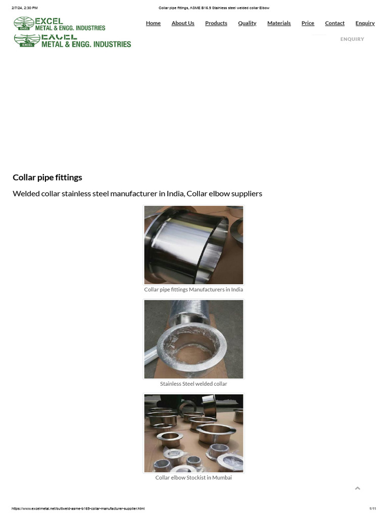 Collar pipe fittings asme b16 9 stainless steel welded collar elbow