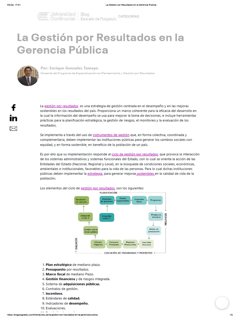 Gestión por Resultados en Gerencia Pública | PDF | Planificación ...
