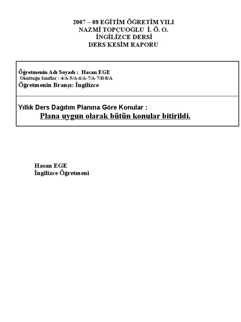 Where Is Where Ders Kesim Raporu