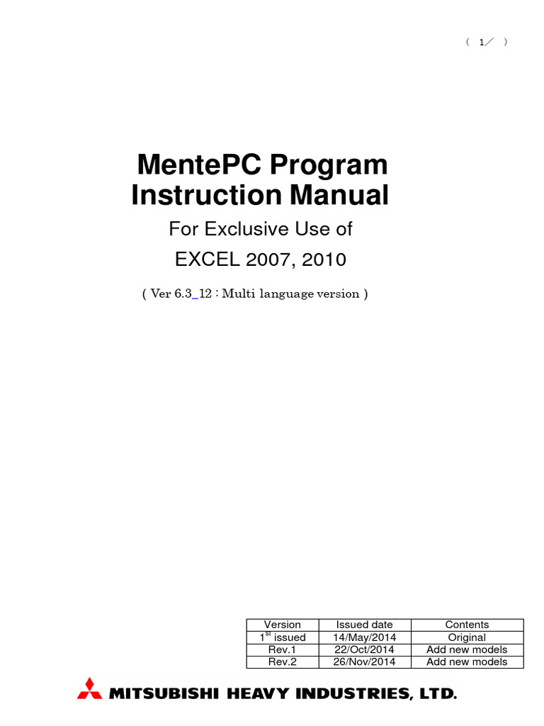MentePC Instruction Manual for Excel | PDF | Microsoft Excel | Computer ...