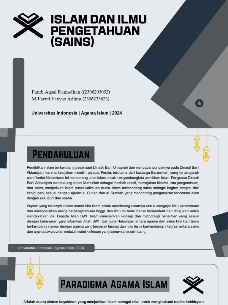 Integrasi Islam dan Sains dalam Pendidikan | PDF