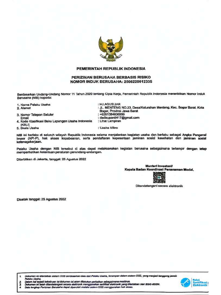 Contoh Nib | PDF