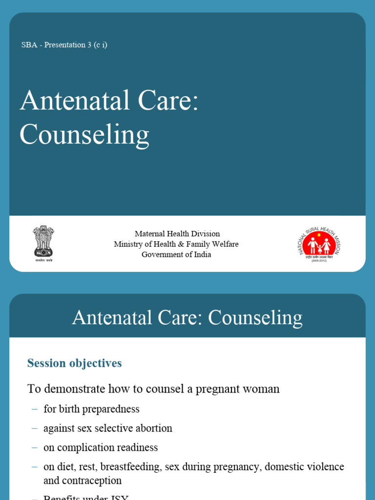 Antenatal Care Counseling Guide | PDF | Childbirth | Pregnancy