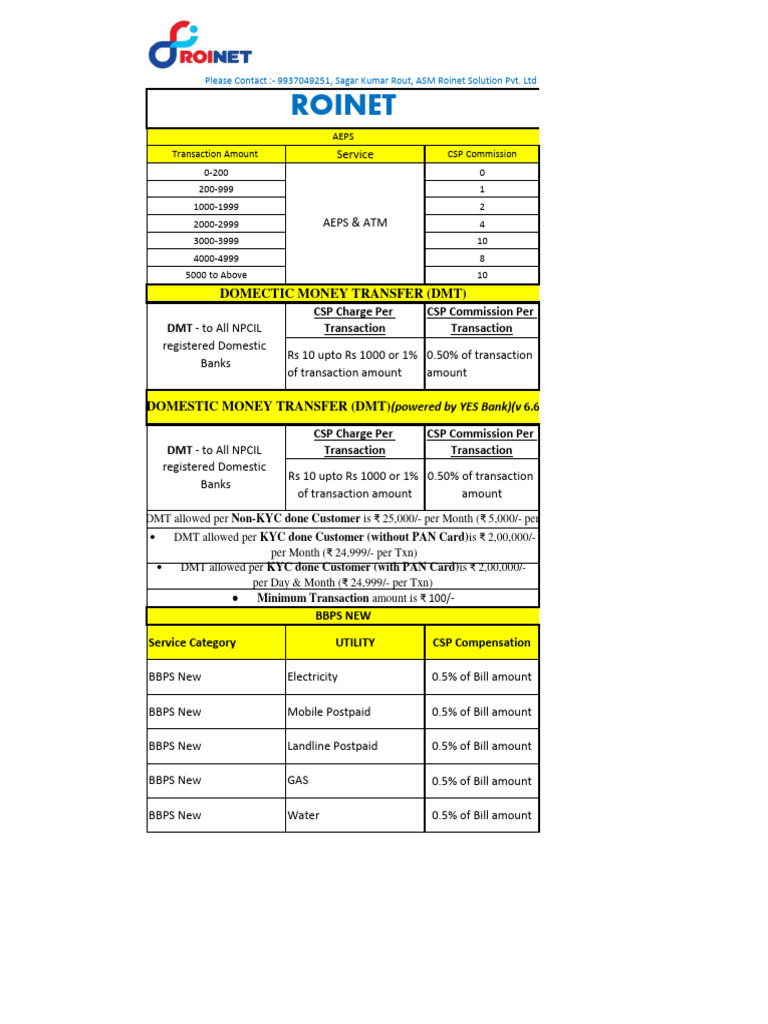 Roinet CSP Commission Structure 2025 | PDF | Airlines | Wire Transfer