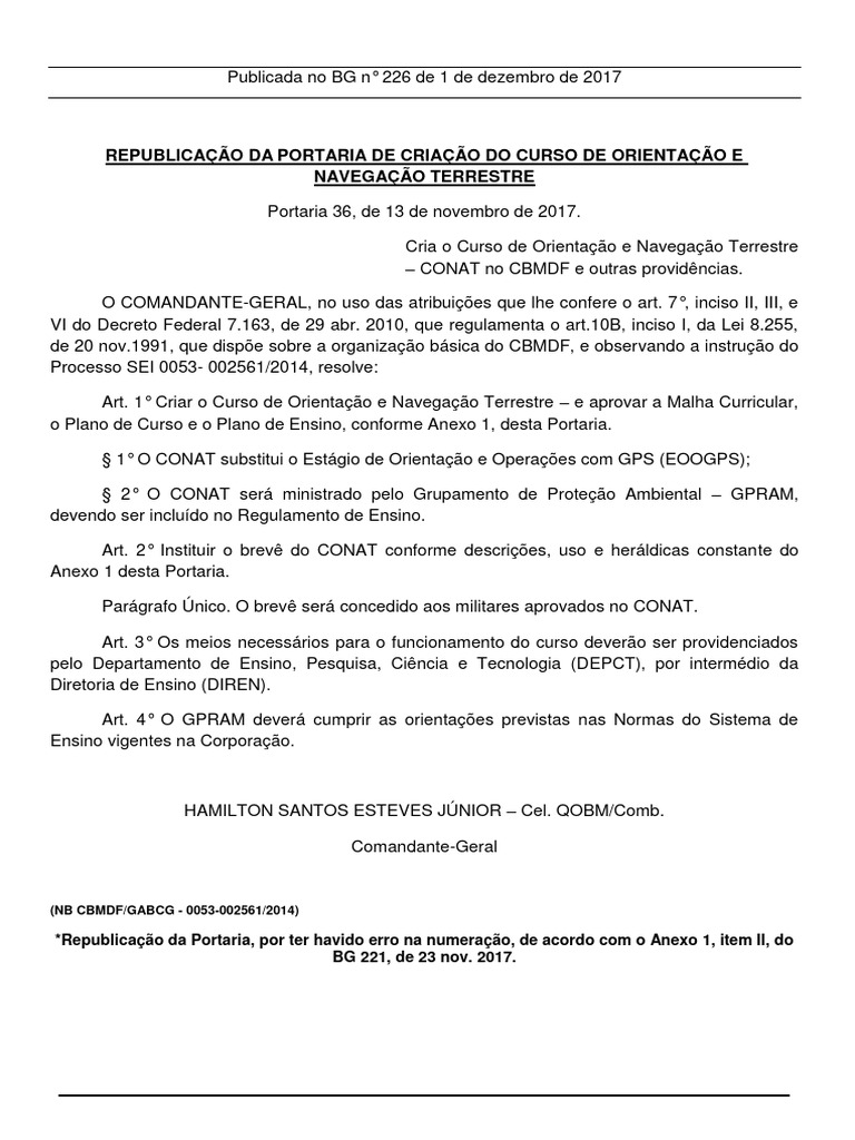 Criação do Curso CONAT no CBMDF | PDF | Lição | Sistema de ...