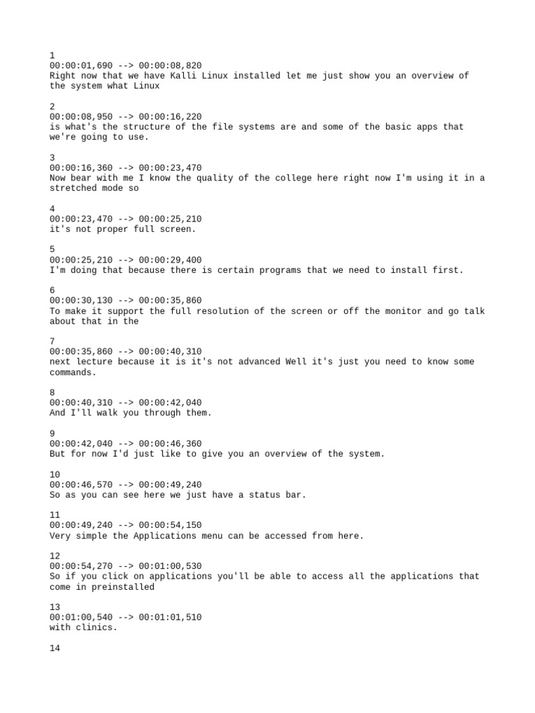 003 basic overview of kali linux subtitle en srt pdf computer