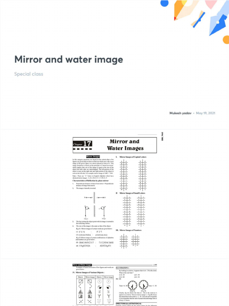 Mirror And Water Image Examples