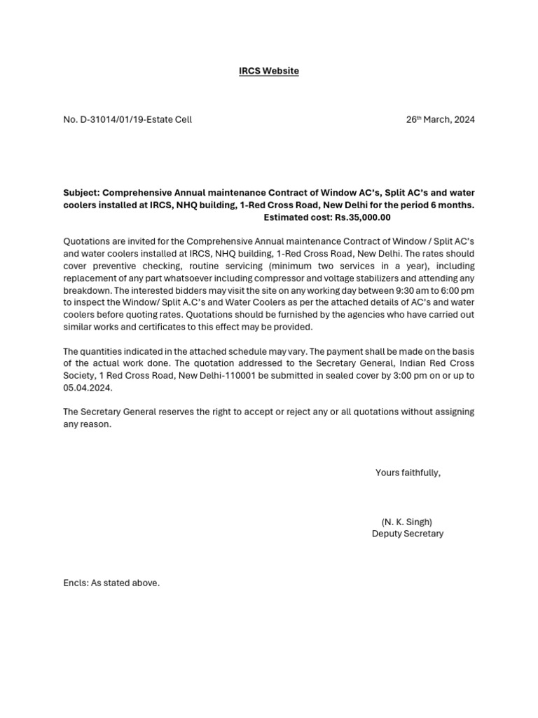 Air Conditioner AMCTender PDF Taxes