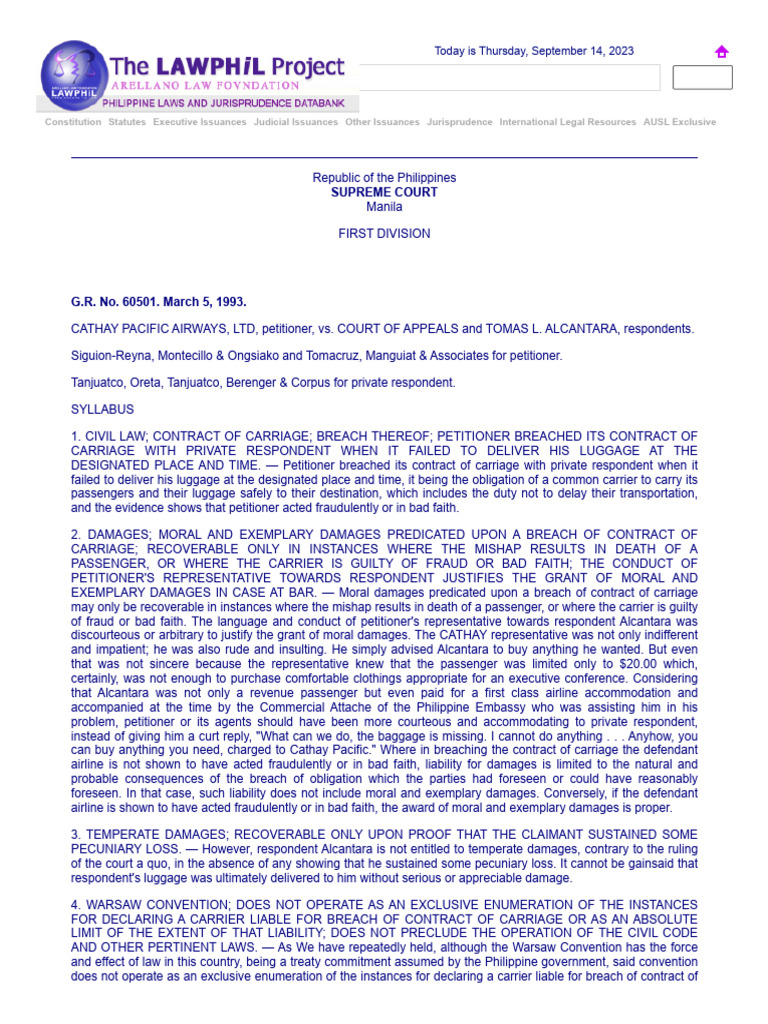 Cathay pacific vs ca 219 scra 520 pdf damages legal liability