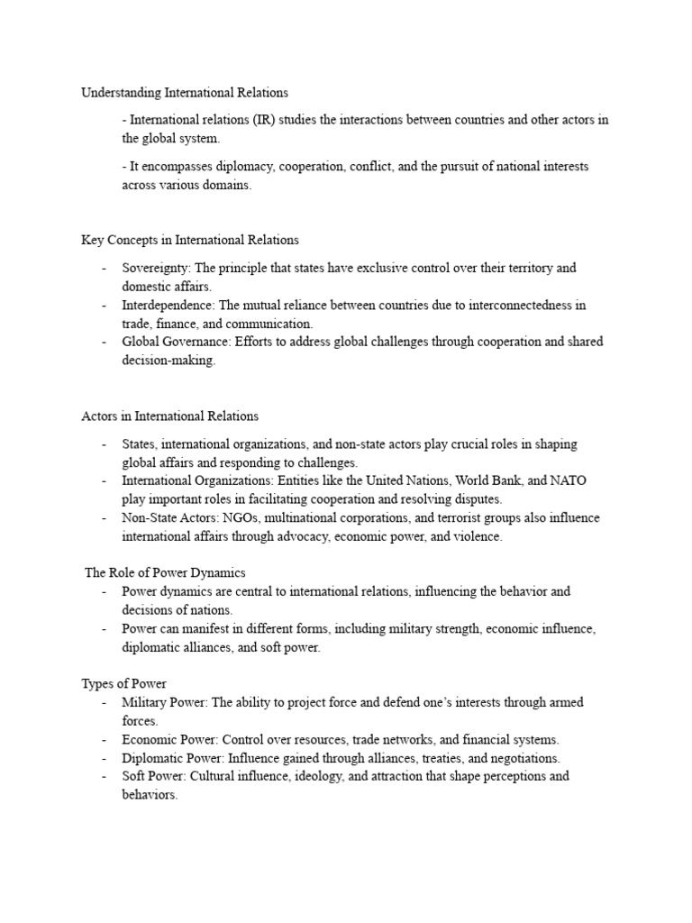 International Relations and Power Dynamics | PDF | International ...