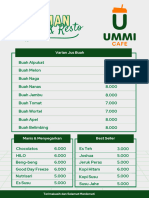 Daftar Menu Cafe Ummi MInuman