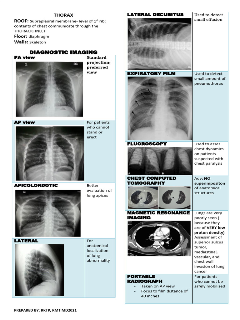 Thoracic Imaging Techniques Overview | PDF | Lung | Thorax