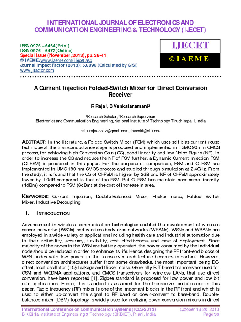 Current Injection Folded-Switch Mixer | PDF | Wireless Sensor Network ...