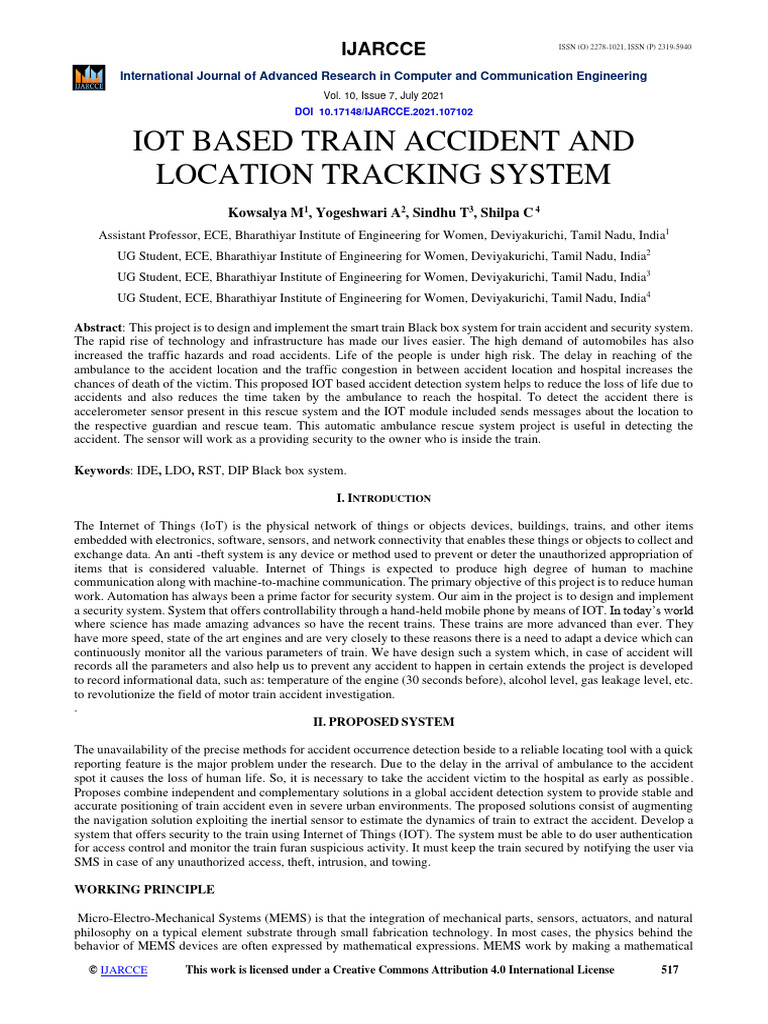 IoT Train Accident Detection System | PDF | Power Supply | Internet Of ...