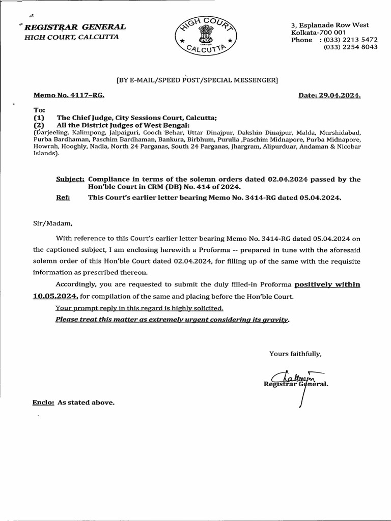 Memo No. 4117-RG Dated 29.04.2024 Annexed Format | PDF