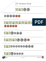 Us T 397 Us Currency Bills and Coins Activity Sheets Usa Ver 7