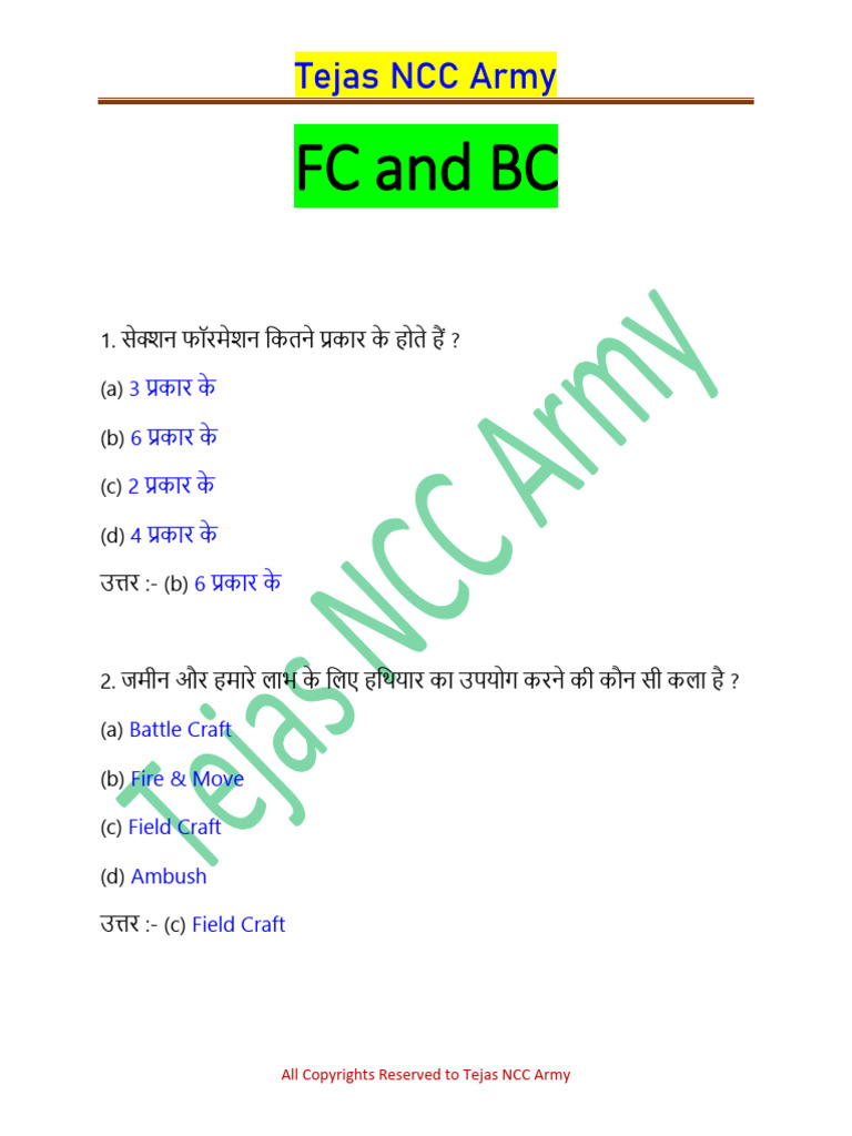 FC & BC Notes | PDF | Military