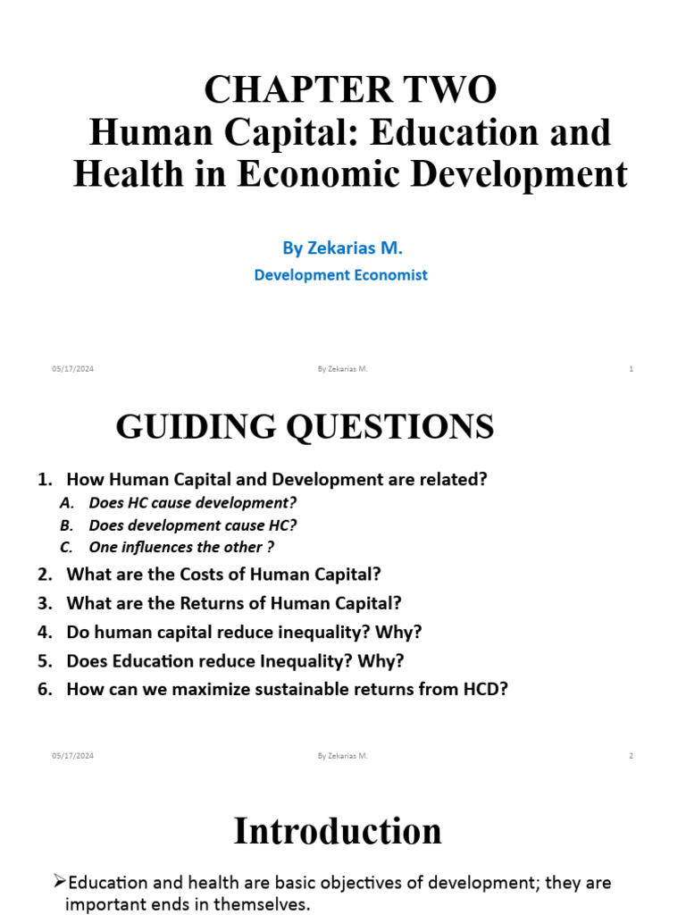 CH 2 Human Capital Education and Health in Economic Development | PDF ...