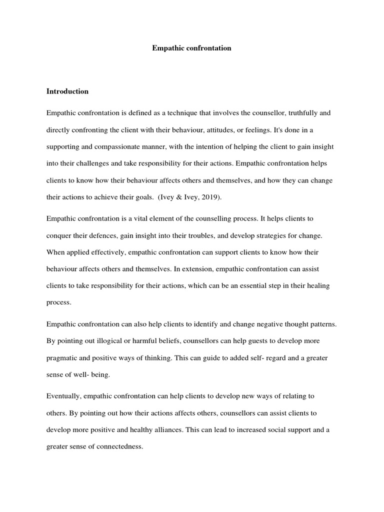 Empathic Confrontation - Introduction | PDF | Empathy | Psychotherapy