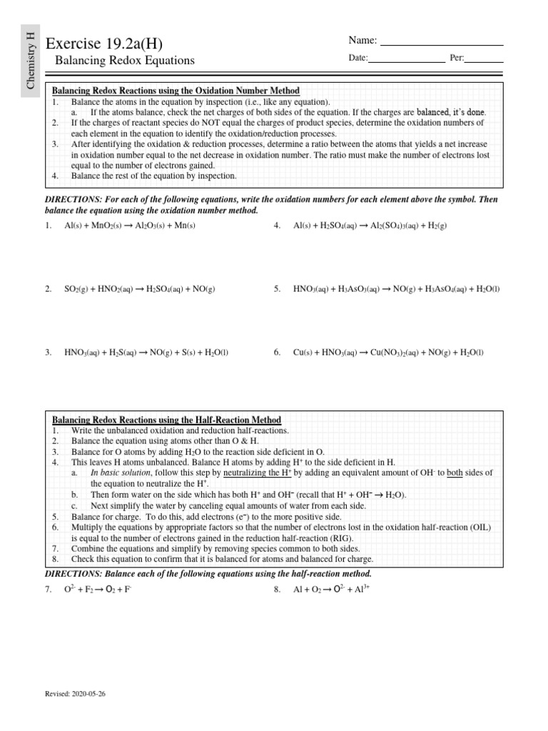 Balancing Redox Equations Guide | PDF | Redox | Chemical Reactions